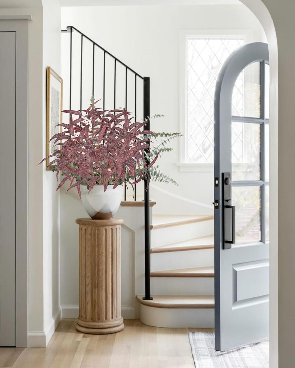 Briful Artificial Eucalyptus Willow Branches 33'' Tall Red Fake Eucalyptus Stems Arrangement, Realistic Faux Greenery Stems, Indoor Plant, Home Housewarming Farmhouse Porch Vase Decor, Set of 6