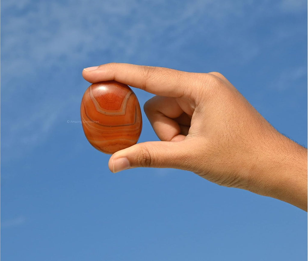 Amazing Gemstone Carnelian Crystals and Healing Stones - Large Palm Stone Crystals Piedra - Crystal for Good Luck, Balanced Positive Energy, Meditation - Unique Stocking Stuffers, Gifts for Women, Men