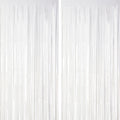 2 Pack White Tinsel Foil Fringe Curtains, White Party Decorations, Metallic Tinsel Party Streamers Backdrop for Birthday Baby Shower Graduation Wedding Anniversary Party Decorations