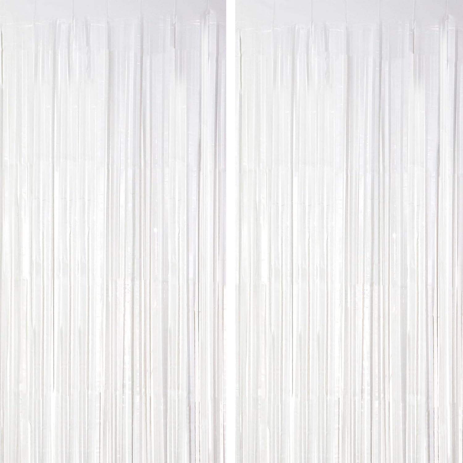 2 Pack White Tinsel Foil Fringe Curtains, White Party Decorations, Metallic Tinsel Party Streamers Backdrop for Birthday Baby Shower Graduation Wedding Anniversary Party Decorations