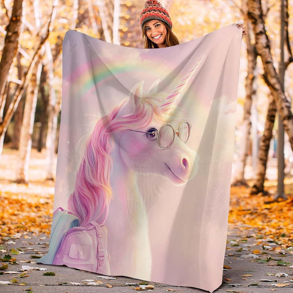 Unicorn Throw Blanket Funny Unicorn Rainbow Stuff Gifts for Kids Girls Boys Adults Women Man Soft Cozy Warm Plush Fluffy Fuzzy Fleece Blanket Decor 40''X50''