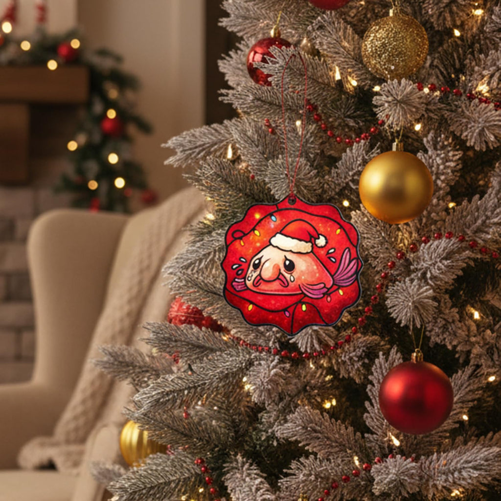 Weird Ornaments, Blobfish, Funny Christmas Ornaments, Ugly Christmas Ornaments, Funny Friend Gifts, Unique Blobfish Holiday Decoration with Santa Hat, Gag Gifts for Coworkers, White Elephant Gift Idea