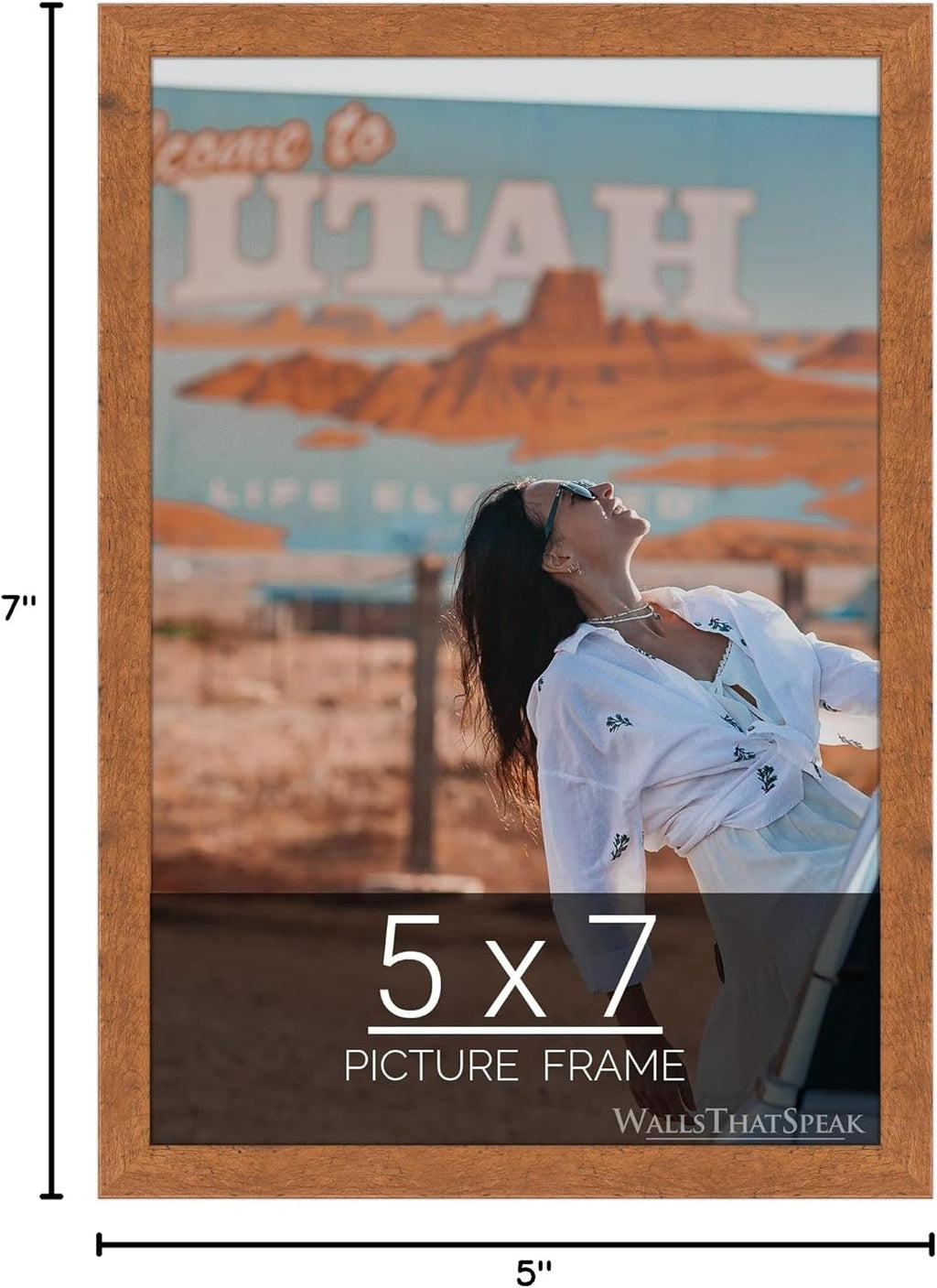 wallsthatspeak 5x7 Light Walnut Rustic Pine Picture Frame for Puzzles Posters Photos or Artwork
