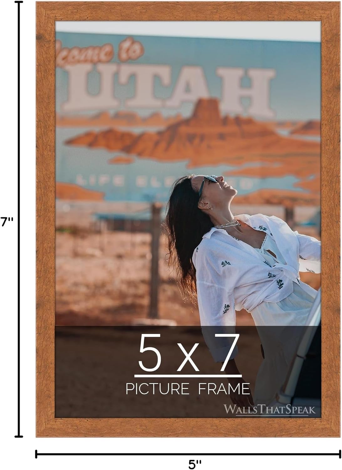wallsthatspeak 5x7 Light Walnut Rustic Pine Picture Frame for Puzzles Posters Photos or Artwork