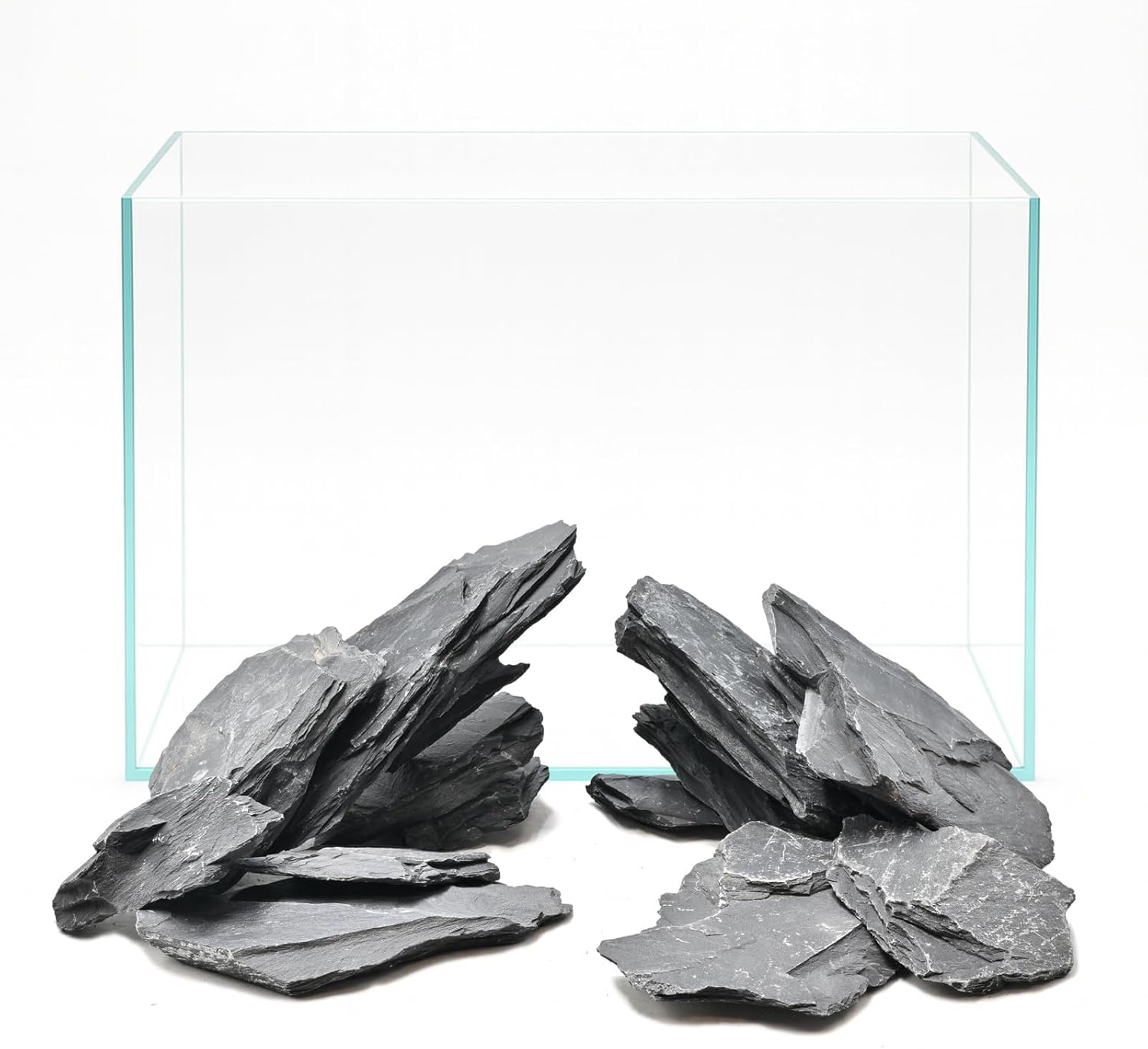 Fish Tank Rocks 20lb Natural Slate Rocks 2-8 Inches Black Stones for Tank Decoration Terrarium Reptile Aquascaping Amphibian Vivariums Paludarium Garden Landscaping