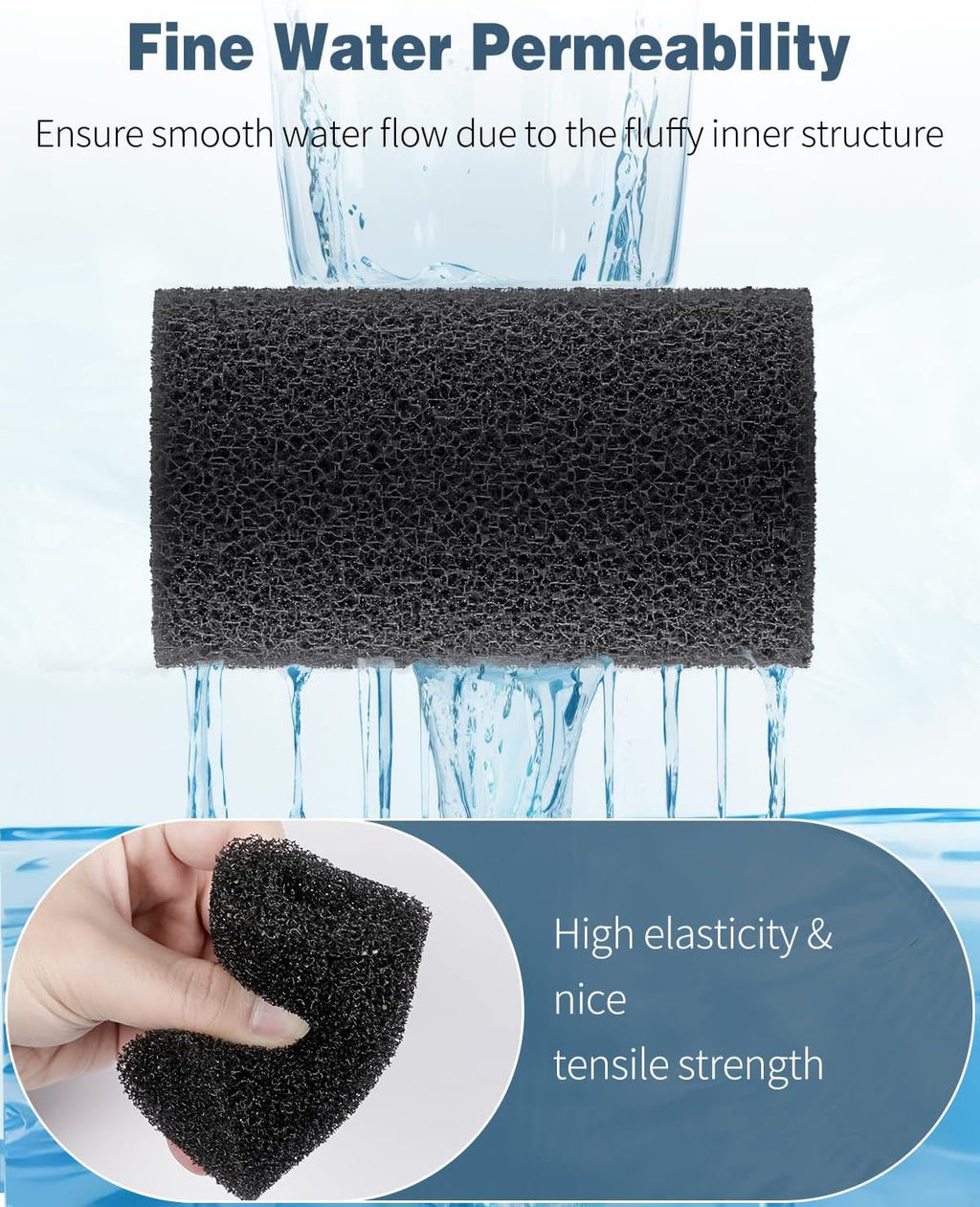 Pawfly 6 Pack Pre-Filter Sponge, Aquarium Filter Sponge 0.8" Intake Sponge Foam Roll for Small Fish Shrimp Fry Fish Tank Covers Accessories
