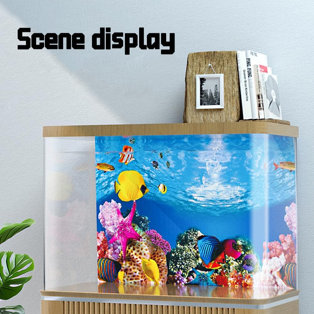YUANGUANGUANDouble Sided Fish Tank Background 12 x 20 Inches for Fish Tanks Aquarium Backgrounds Decorative Poster Paper Sticker Waterproof Fish Tank Wallpaper
