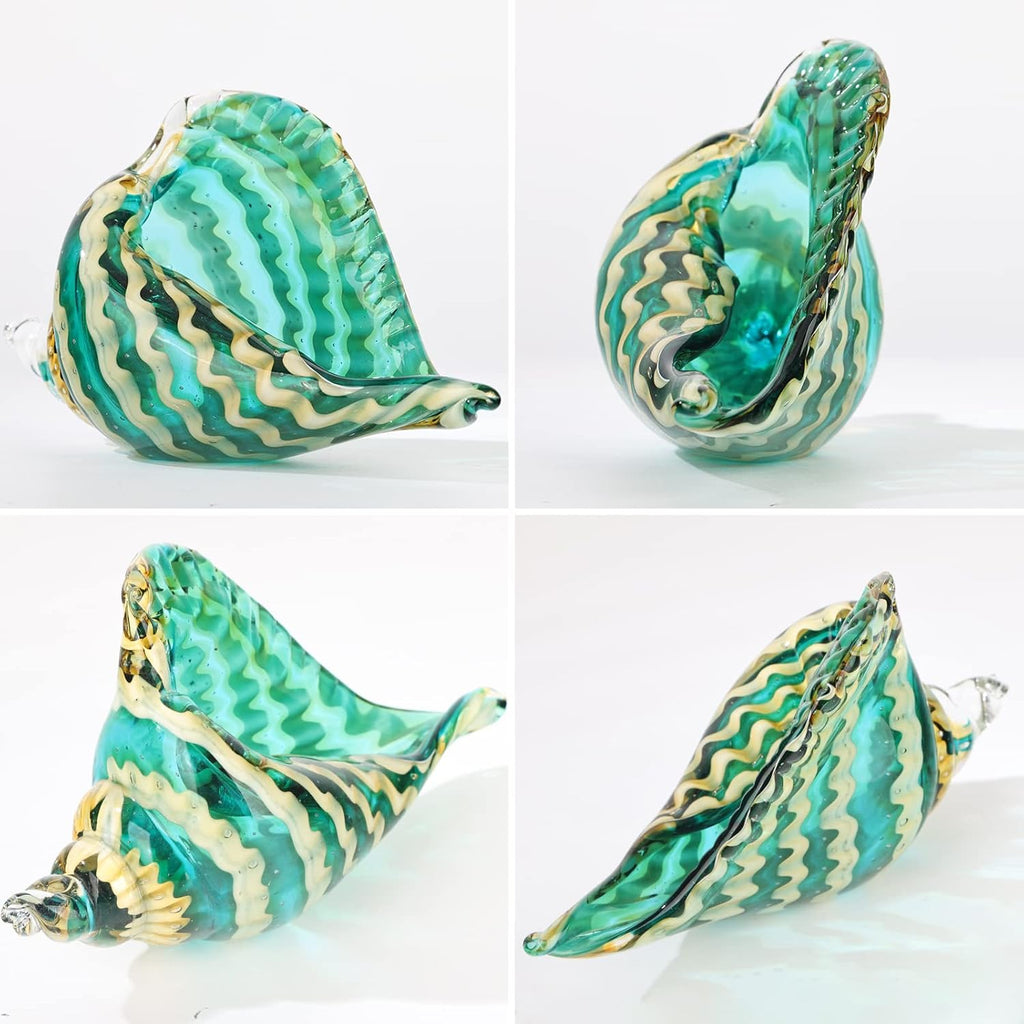 DOVDOV Blown Glass Conch Decorative Sculpture, Modern Glass Art - Conch Shell Decorative Statue, Shell Sculpture for Dining Table, Entryway, Coffee Table, Living Room, Kitchen, Shelf Filler.