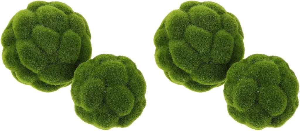 DOITOOL Green Moss Balls: 4Pcs Green Balls Decorative for Bowl - Simulated Moss Ball Spheres Decorative Ball Artificial Plant Ornament for Vase Filler Garden Wedding Party Decoration (3.9in + 4.7in)