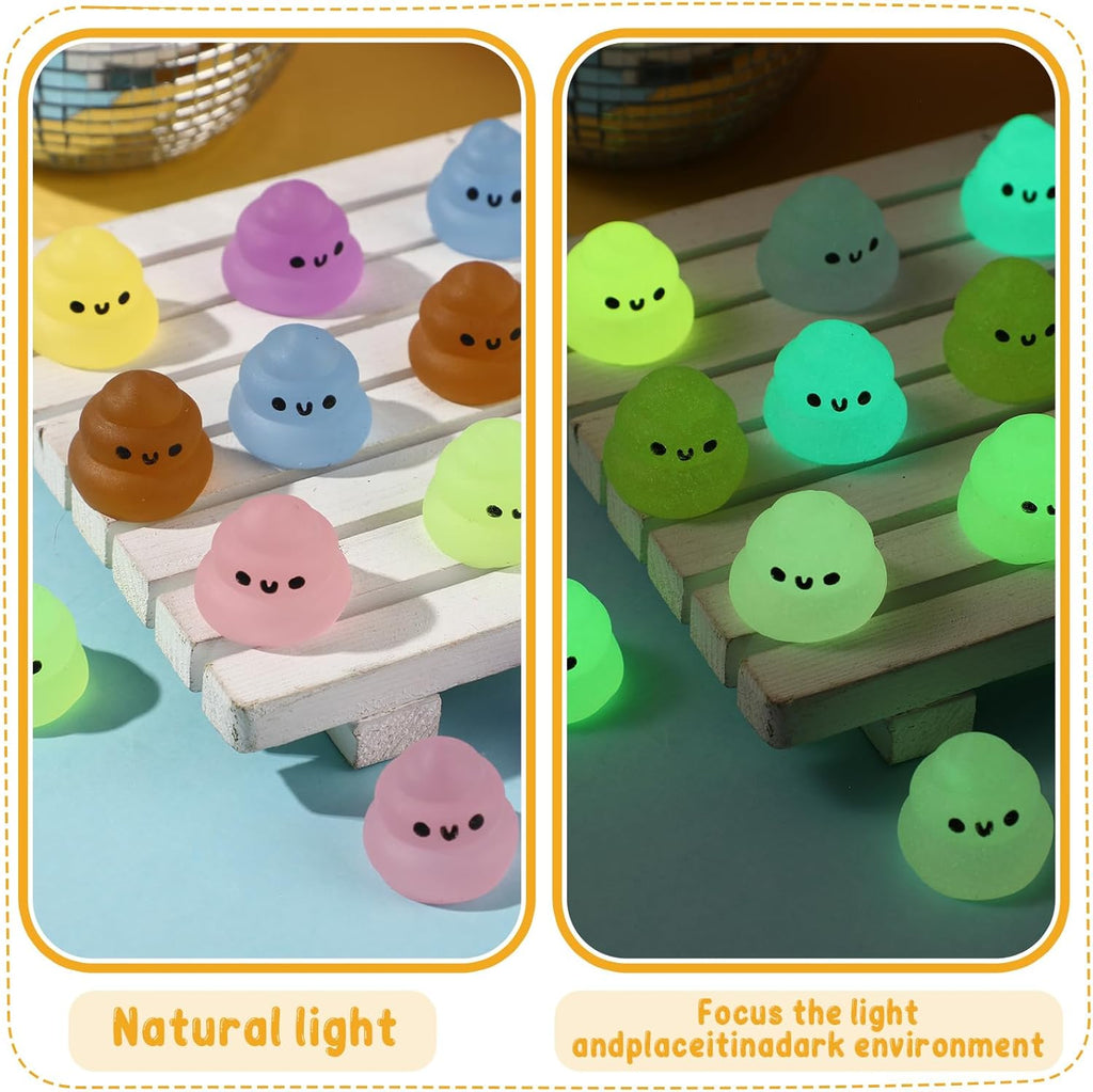 Wettarn 30 Sets Emotional Luminous Stool Stress Ball Gifts Bulk Office Christmas Appreciation Gift Cute Positive Stool Squeeze Inspirational Cards Mini Stress Relief Ball for Coworker Nurse Staff