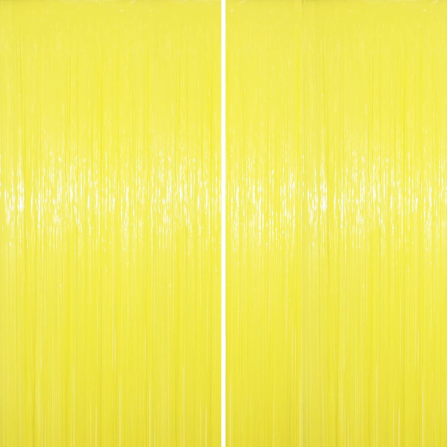 2 Pack Pastel Yellow Tinsel Foil Fringe Curtains, Yellow Party Decorations, Metallic Tinsel Party Streamers Backdrop for Birthday Baby Shower Graduation Gender Reveal Party Decorations
