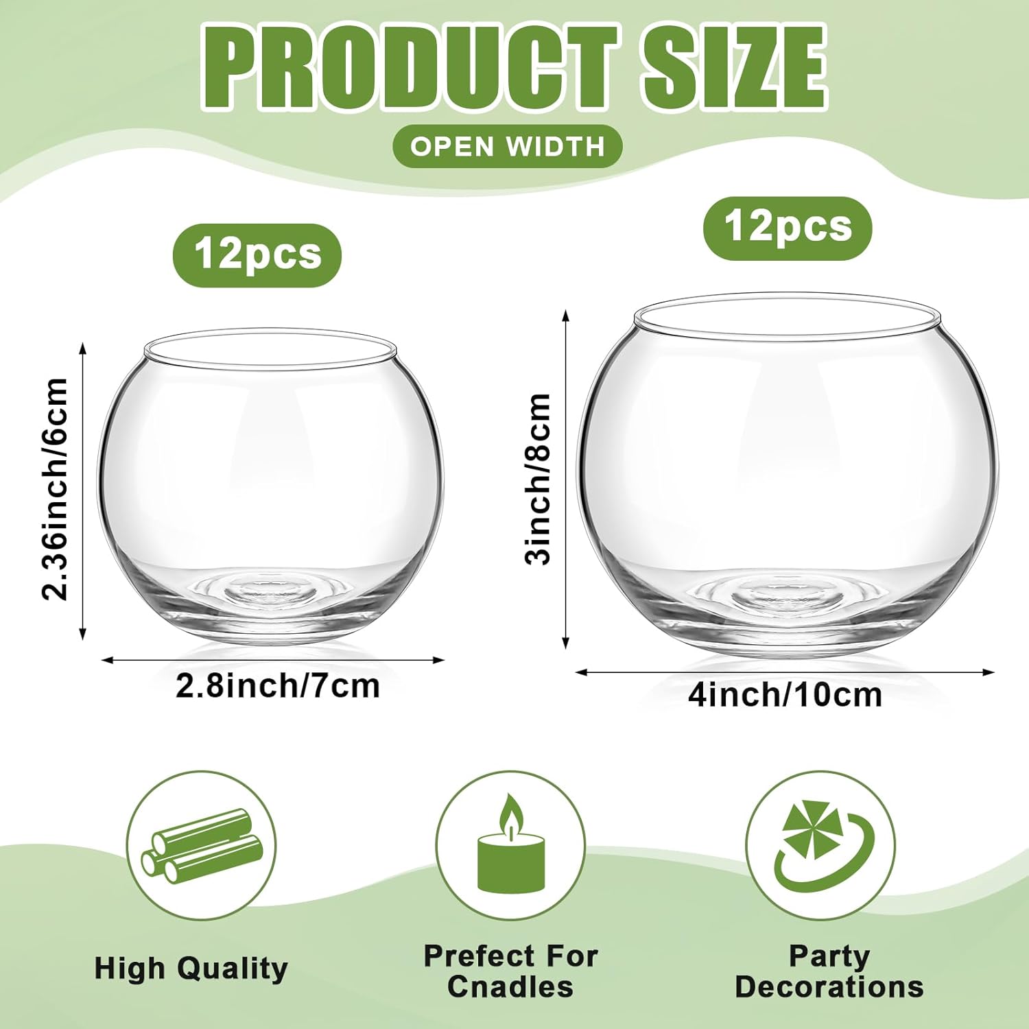 Zopeal 24 Pcs Fish Bowl Vase Glass Bubble Bowl Globe Glass Clear Bubble Vase Round Terrarium Goldfish Flower Centerpiece for Wedding Event Arrangement Office Home (2.36"h X 2.76"w and 3.15"h X 3.94"w)