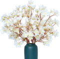SITUMEIZI 6Pcs Artificial Cherry Blossom Branches Decor Fake Flowers 16" Silk Faux Flowers for Decoration Spring Peach Bouquet Home Wedding Bedroom Party Japanese Garden Table Centerpiece Decor(White)