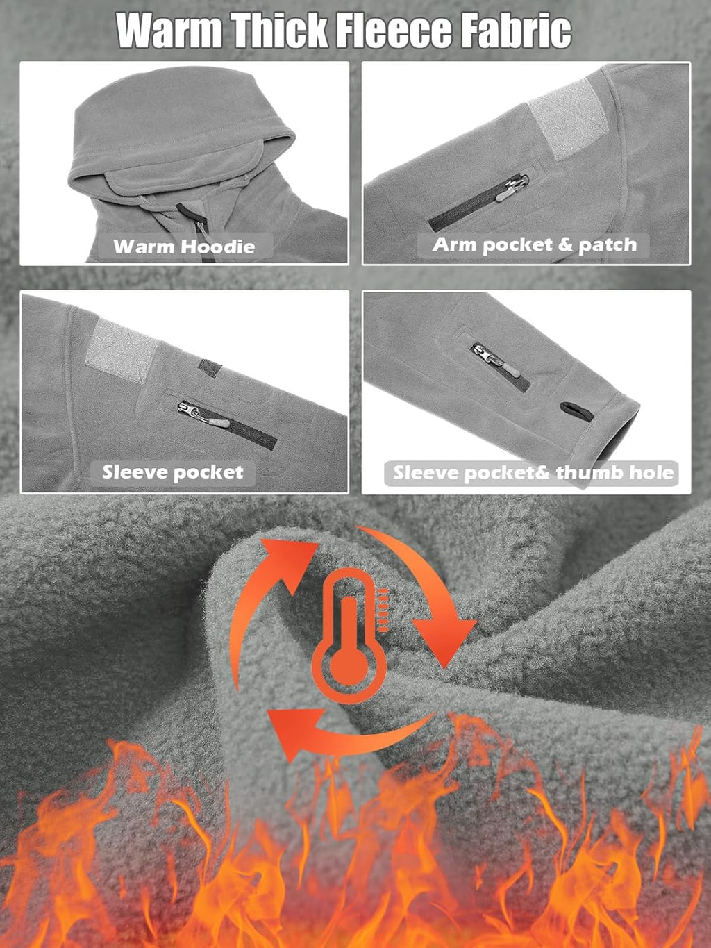 ReFire Gear Men's Warm Military Tactical Sport Fleece Hoodie Jacket