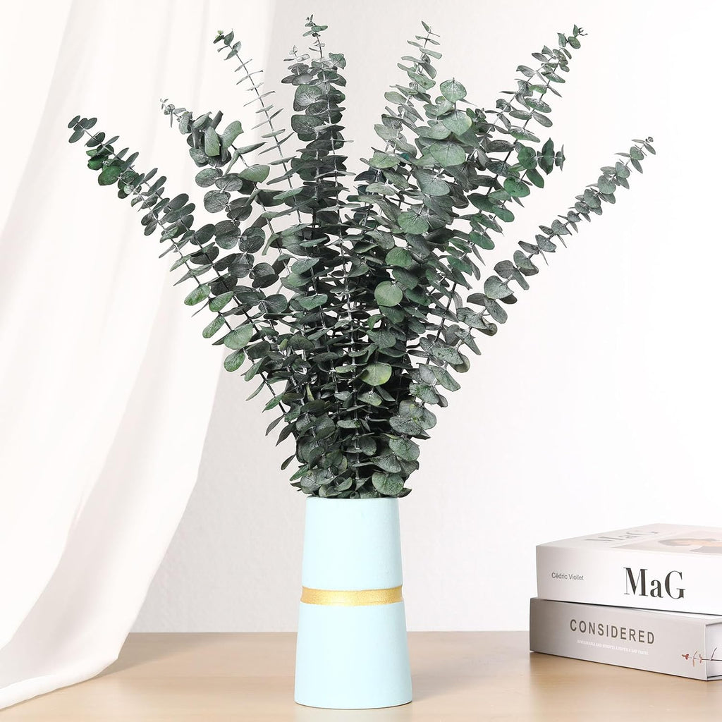20 Pcs Dried Eucalyptus Stems, 17'' Natural Real Live Greenery Eucalyptus Leaves Branches Hanging Shower, Preserved Dried Plants for SPA Home Fragrance Bathroom Table Vase Decor