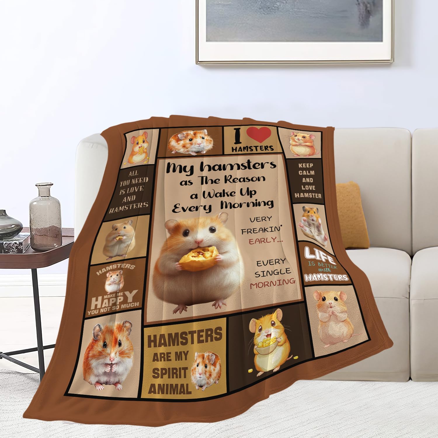 Hamster Blanket Hamsters Throw Blanket Flannel Stuff Merch Cozy Decor Fleece Plush Fuzzy Warm Soft Lightweight Bedding Gifts for Lover Girls Women Men Boy Couch Sofa 60"X50"