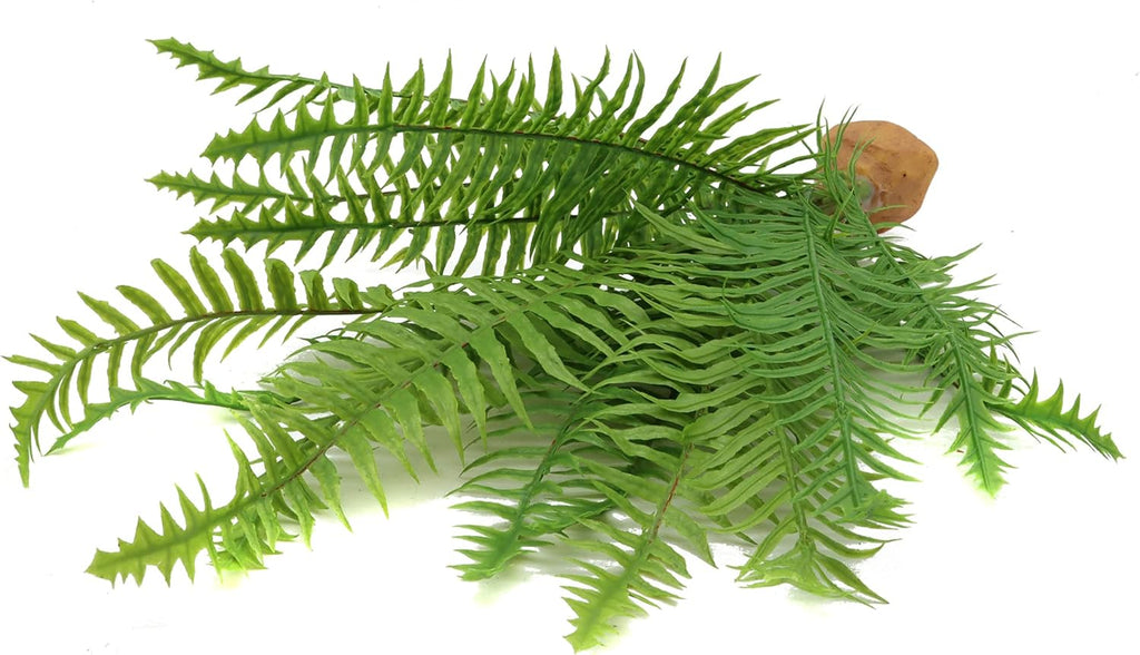 JIHAQUA Fake Fern Plants, Reptile Plastic Terrarium Decor, Reptiles Amphibians Tank Accessories for Crested Gecko Leopard Lizard Chameleon (Fern-L)