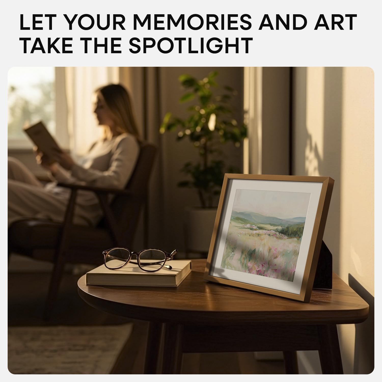 Homeforia 8x8 Picture Frames Bronze, High End Metal 8 x 8 Square Photo Frame with Mat 6 by 6, 8x8 Brass Frame Matted to 6x6 inch Print, 8by8 Wall or Tabletop Frames, Tempered Glass, Wall Kit, Set of 3