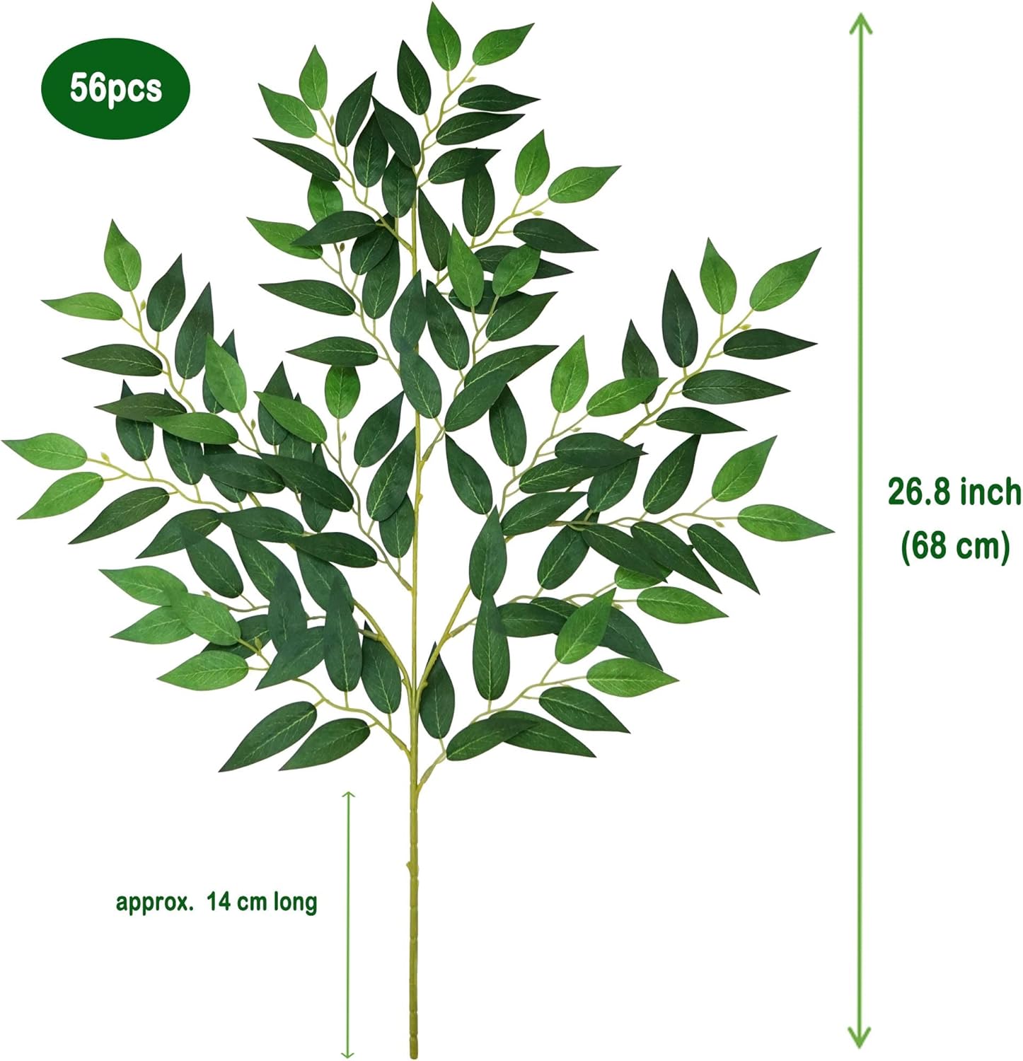 56pcs Italian Ruscus Greenery 68cm Artificial Greenery Stems Leaf Greenery Garland for Wedding Arch Flowers Centerpieces Balloon Arch Home Decor