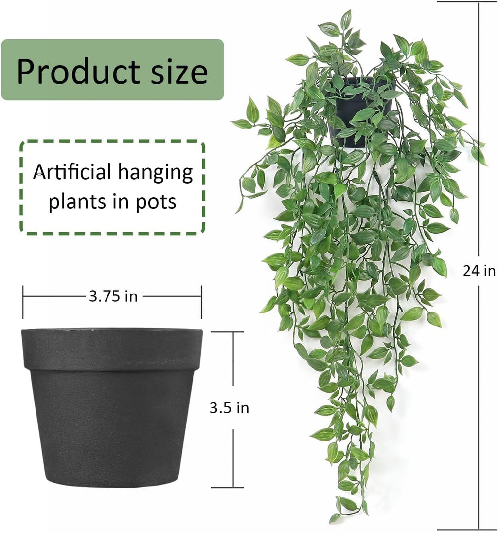 Fake Hanging Plants Artificial Small Potted Plants Mandala Leaves Faux Vines Indoor Greenery Plant for Living Room Shelf Decor (1 PCS)