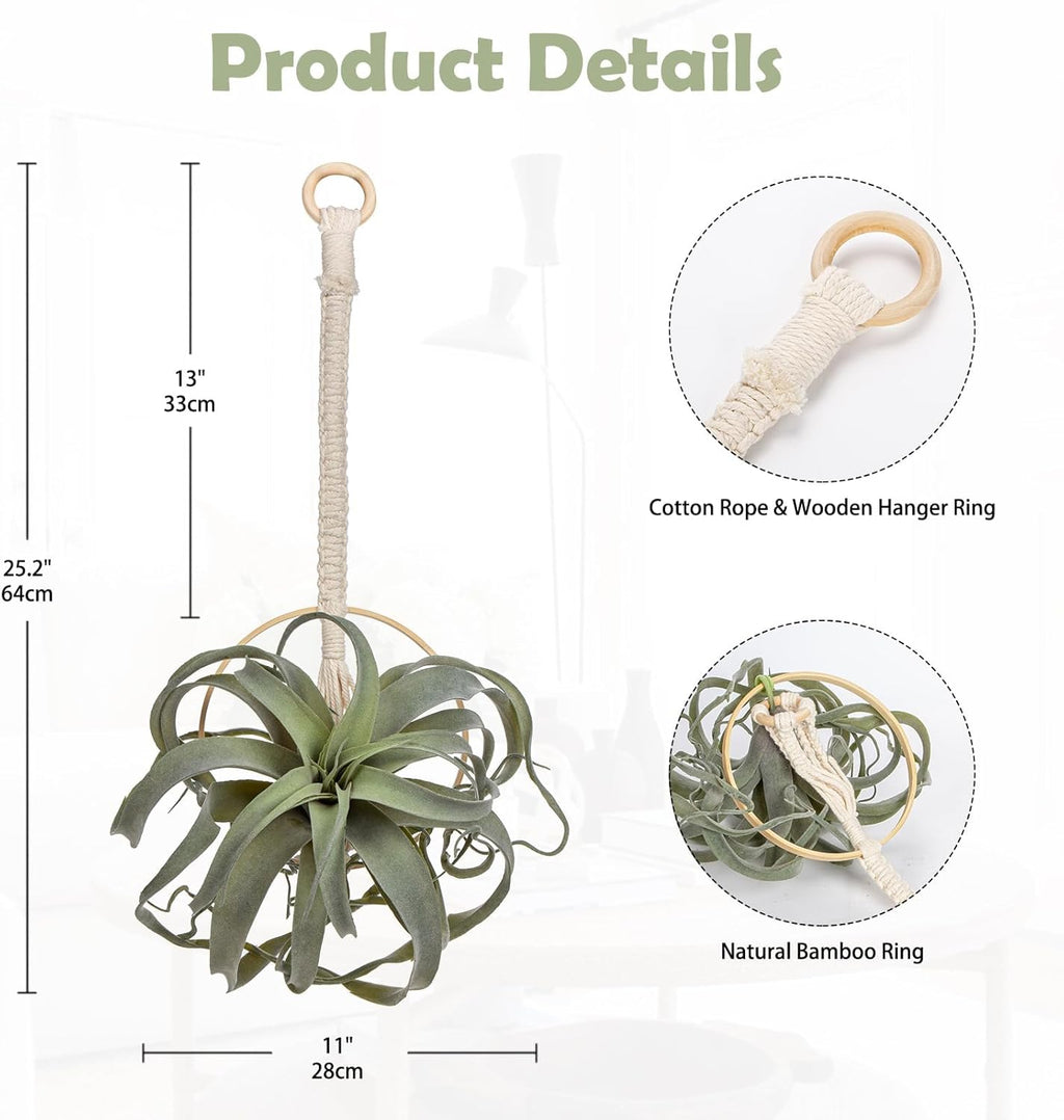 Artificial Air Plants 11 Inch Fake Hanging Plant Real Touch Lifelike Fake Succulents Plants for Home Garden Office Indoor Outdoor Decor