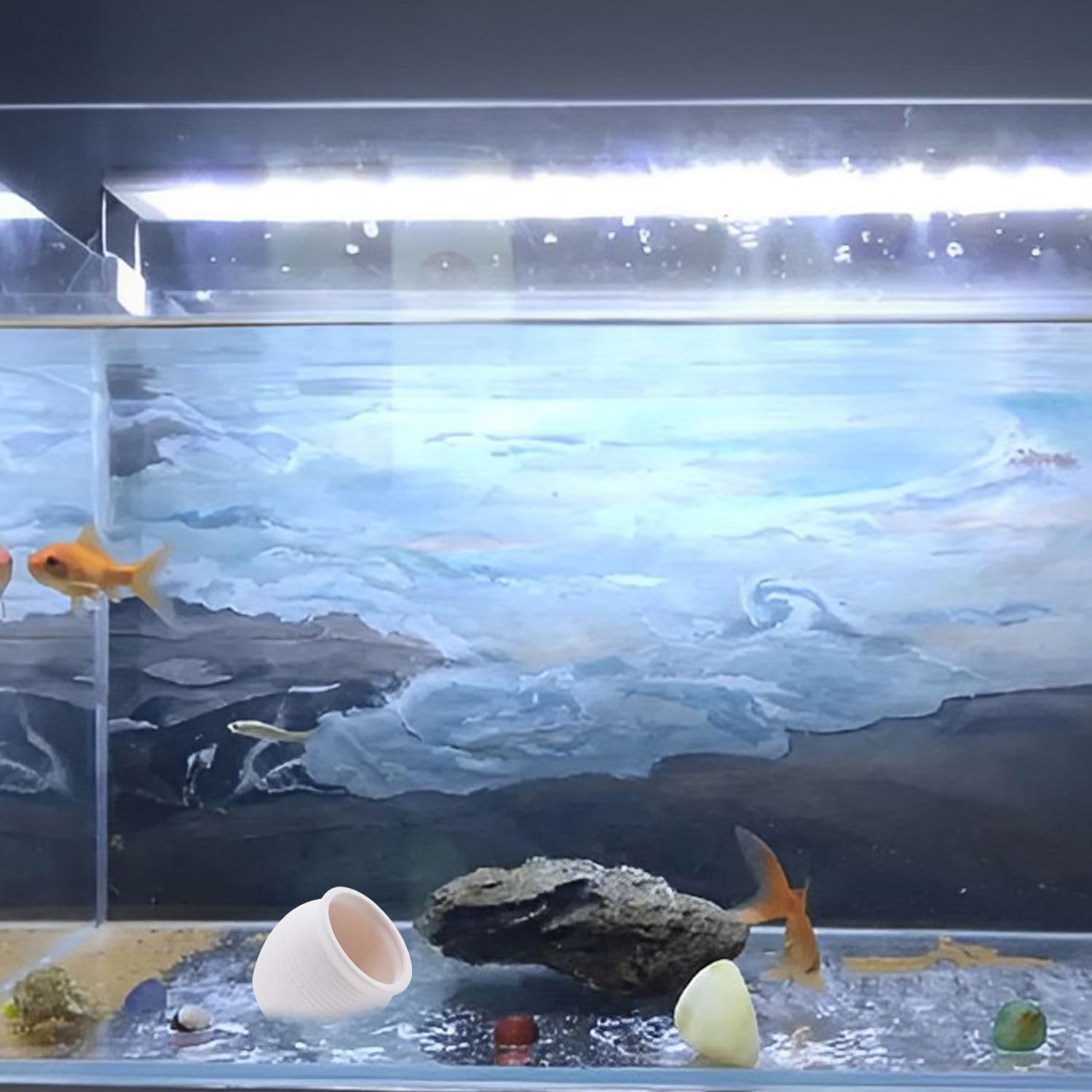 AnRui Ceramic Jar Aquarium Decorations Fish Tank Hideout Cave Cute Pot Aquarium Accessories Decor Ornaments for Cichlid, Small Fish, Shrimp to Play Hide Breed Habitat, White