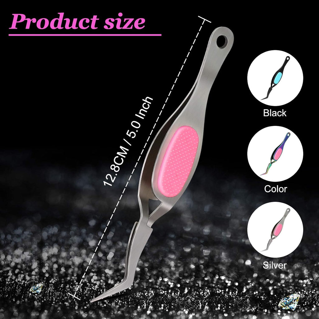 Mudder 3 Pcs Reverse Tweezers Craft Crossing Lock Tweezers Reverse Grip Precision Curved Bent Straight Fine Tip for Craft Jewelry Beading Electronic Laboratory Work(Curved Tip)