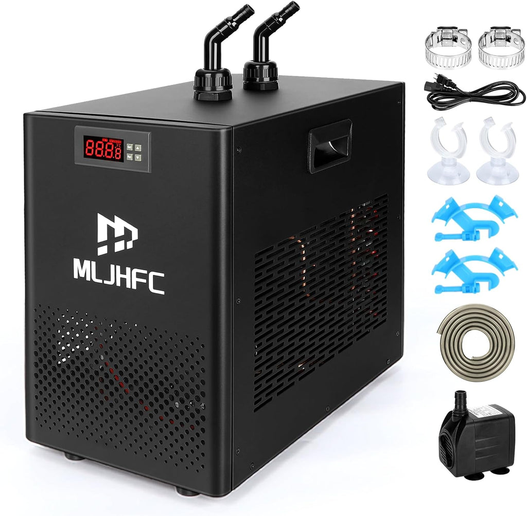 42Gal Aquarium Chiller 1/10 HP 160L Quiet Compressor Refrigeration Hydroponic Cooling System Suitable for Aquariums Salamanders Coral Reefs Jellyfish