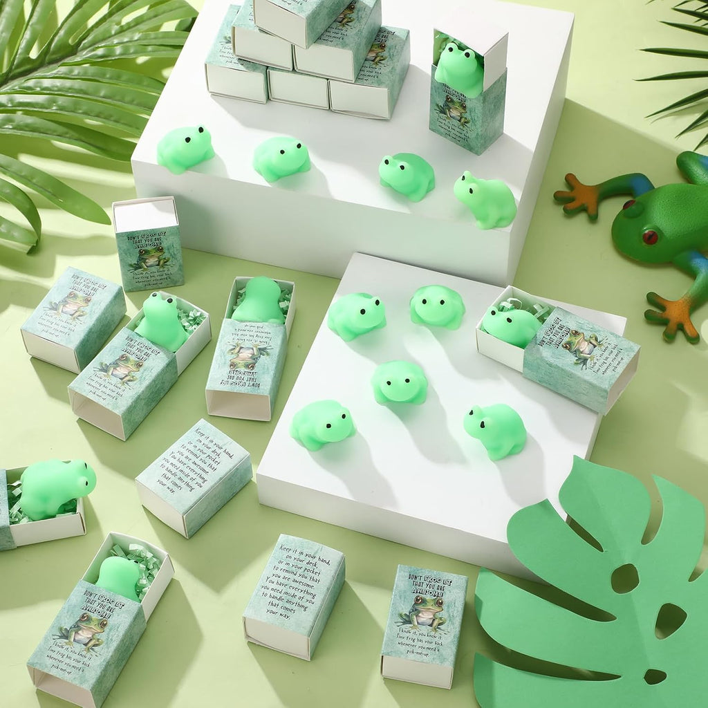 Wettarn 24 Sets Appreciation Gifts Frog Stress Balls with Support Gift Boxes You Are Awesome Positive Party Favors for Employee Coworker Friend Office Stress Relief Toys Desk Decor