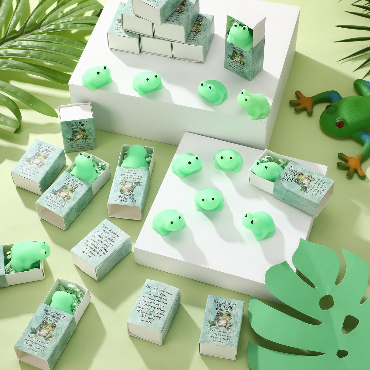 Wettarn 24 Sets Appreciation Gifts Frog Stress Balls with Support Gift Boxes You Are Awesome Positive Party Favors for Employee Coworker Friend Office Stress Relief Toys Desk Decor