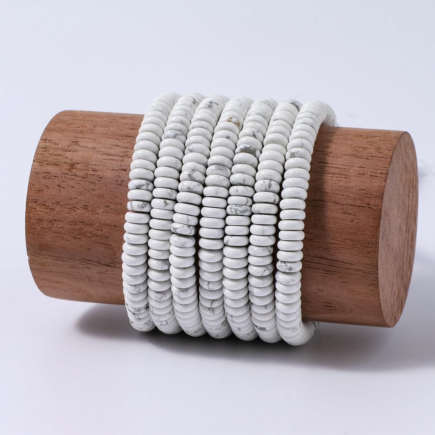 Natural White Howlite Disk Stone Spacer Beads 6x2mm 38cm/str Flat Rondelle Loose Semi Gemstone Caps for Making Bracelets Necklace