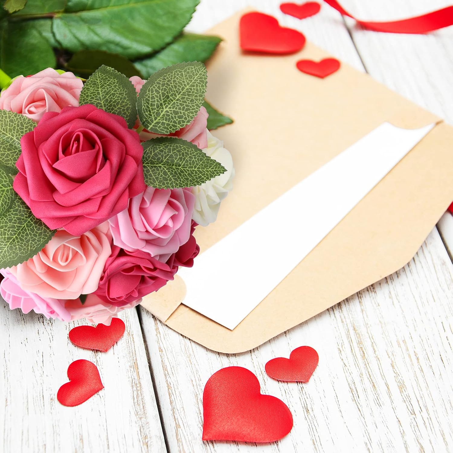 AmyHomie Artificial Flower Seriesa Red Rose 25pcs Real Looking Fake Roses w/Stem for DIY Wedding Bouquets Centerpieces Arrangements Party Baby Shower Valentines Day Christmas Tree Decorations