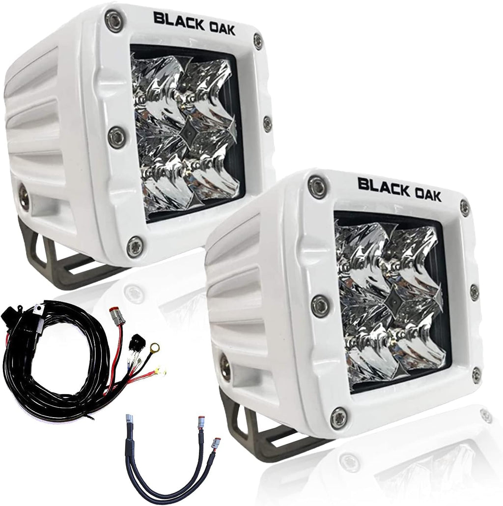 Black Oak LED Pro Series 3.0 Marine 2 Inch POD Light: Flood 40W CREE XM-L2 (2 Pack), Includes Brackets and Wiring Harness, Waterproof Lighting for Offroad Trucks, ATV, UTV, Boats