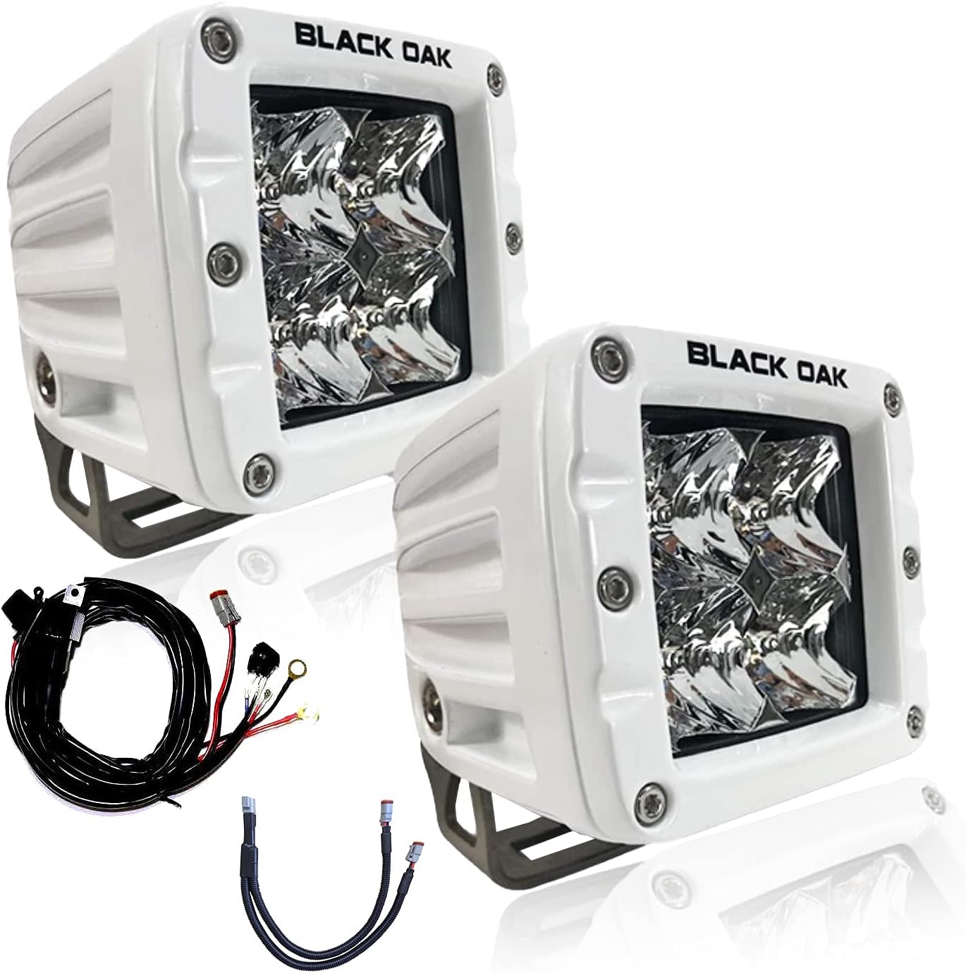 Black Oak LED Pro Series 3.0 Marine 2 Inch POD Light: Flood 40W CREE XM-L2 (2 Pack), Includes Brackets and Wiring Harness, Waterproof Lighting for Offroad Trucks, ATV, UTV, Boats