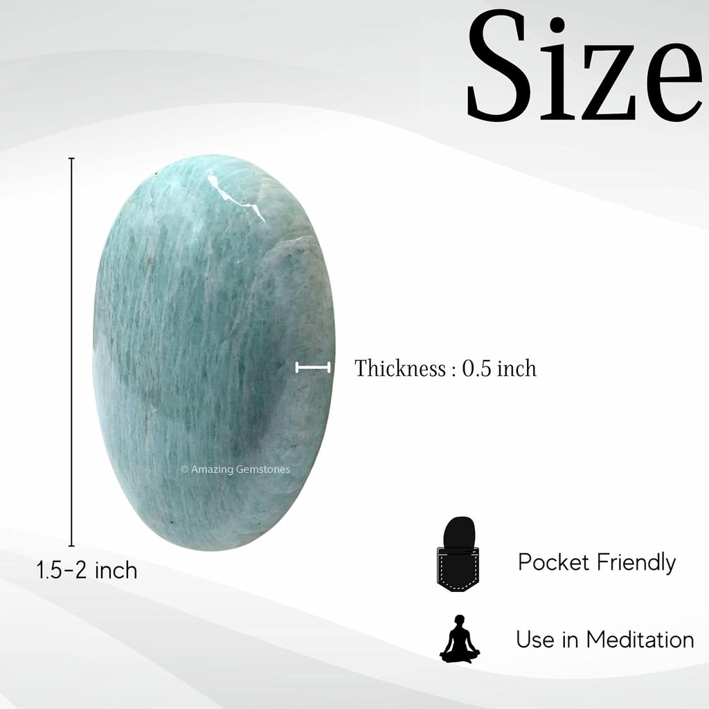 Amazing Gemstone Amazonite Crystals and Healing Stones - Large Palm Stone Crystals Piedra - Crystal for Good Luck, Balanced Positive Energy, Meditation - Unique Stocking Stuffers, Gifts for Women, Men
