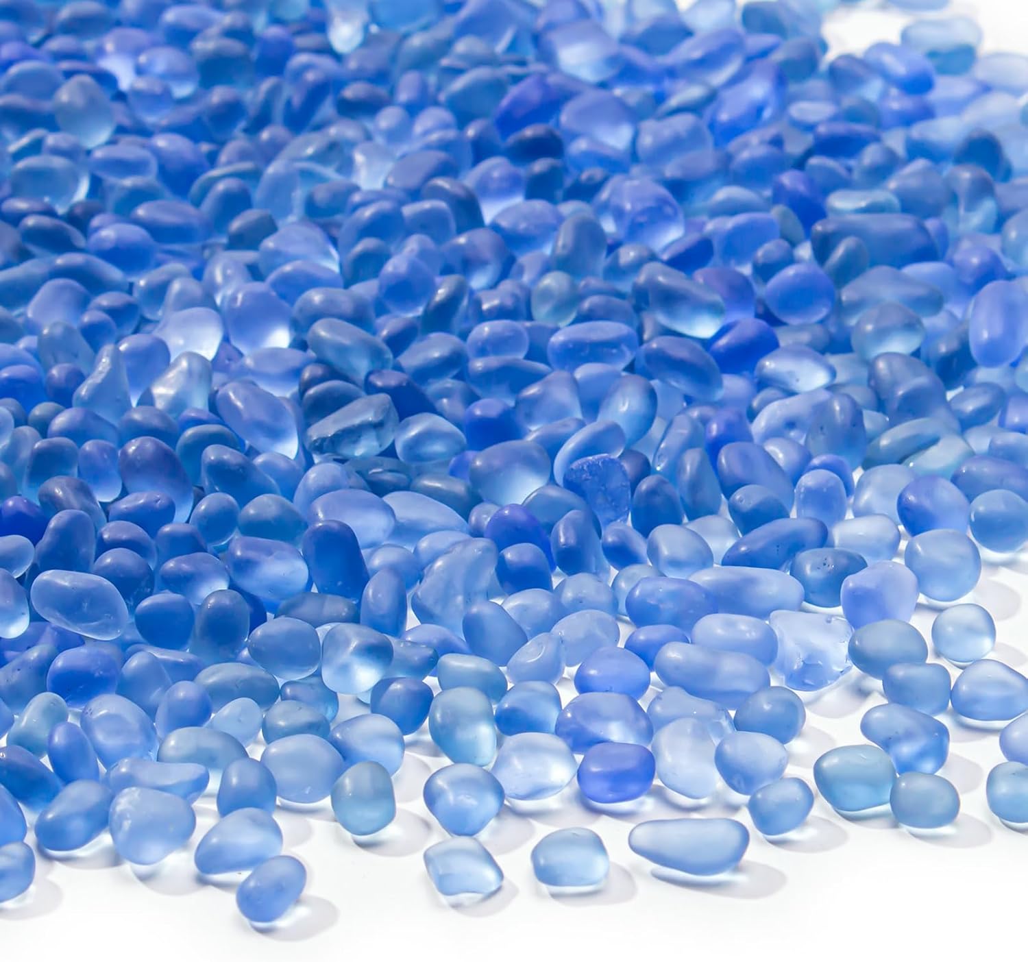 Keedolla Light Blue Aquarium Rocks Betta Fish Tank Gravel, 0.9 Lb Frosted Sea Glass Gemstones Vase Fillers for DIY Crafts, Aquarium, Home Decor