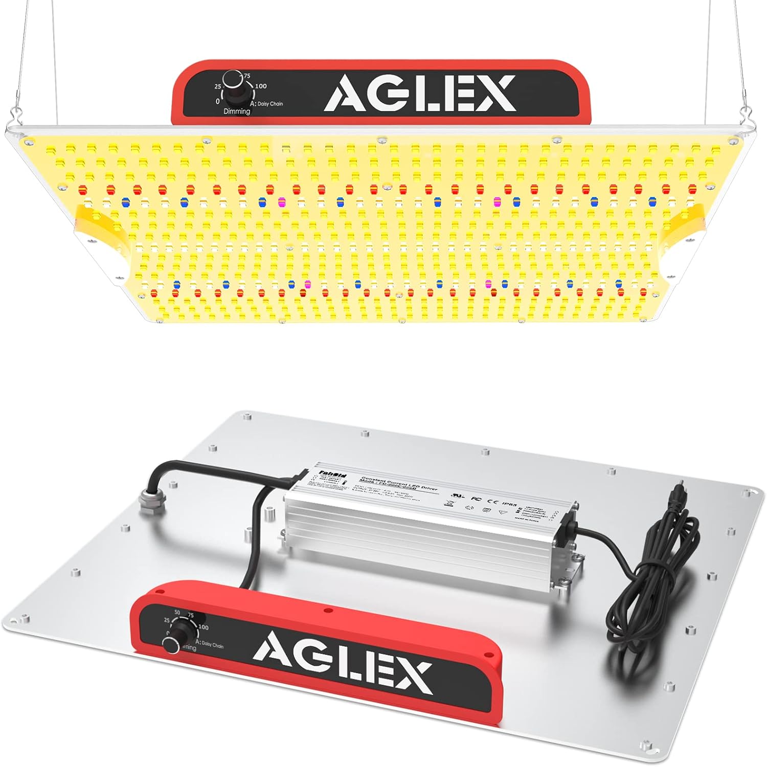 AGLEX 180W Full Spectrum LED Grow Light with UV & IR, 528 LEDs Dimmable, High PPFD, 4x5 ft Coverage, Daisy Chain for Indoor Plant Growing Seeding Starting Veg Flower- K2000