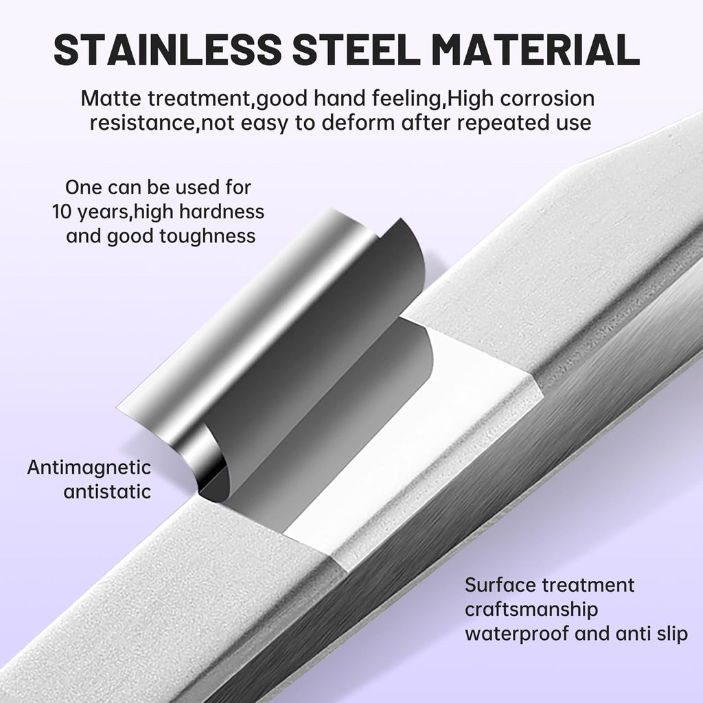High Precision Lash Tweezers for Individual and Volume Eyelash Extensions Premium Stainless Steel Curved Fiber Tip Professional Isolation Tweezer