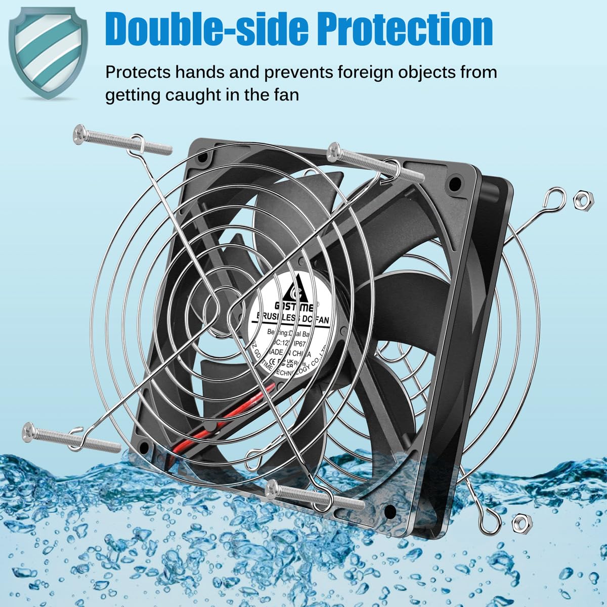 GDSTIME 120mm Waterproof Fan with Speed Controller, IP67 12V Computer Fan with AC Plug, 110V 120V 220V AC Powered Ventilation Exhaust Fans for Receiver Terrarium Biltong Box Grow Tent Cabinet Cooling