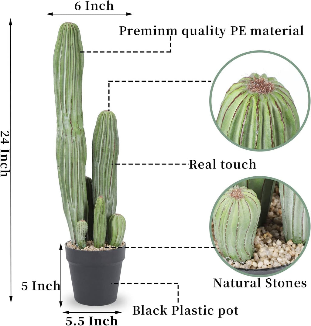 Artificial Cactus Fake Cacti 24" Faux Potted Cactus Plants for Home Store Office Decoration