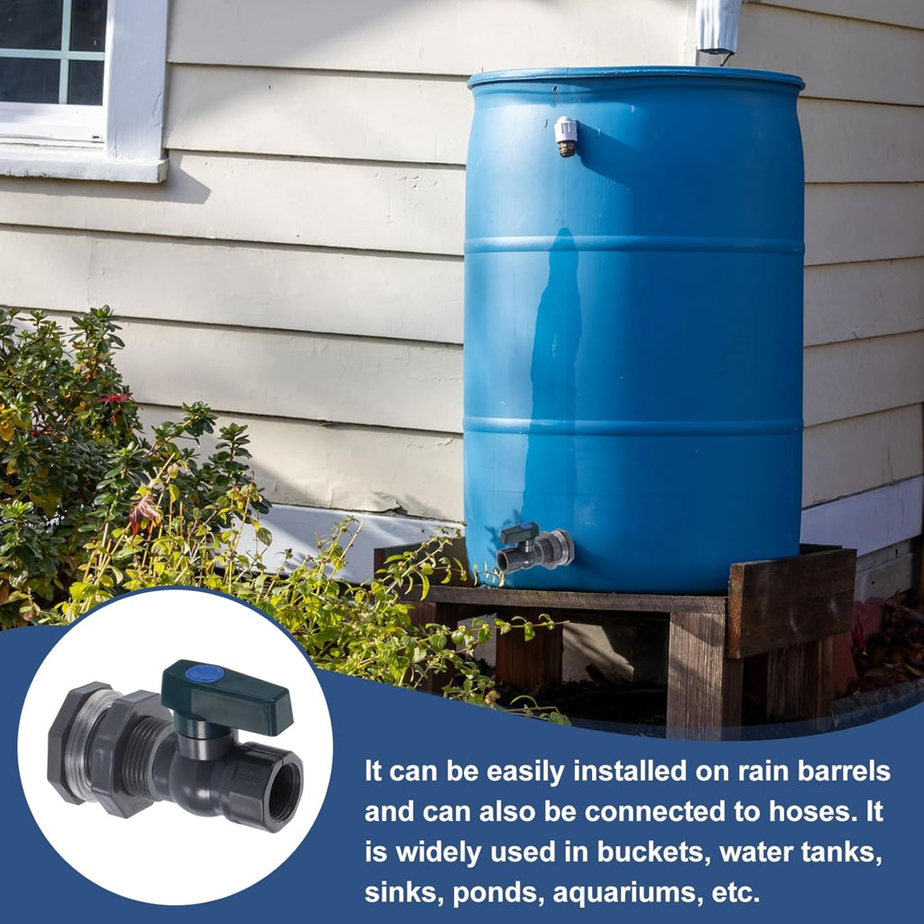 uxcell 1 Set Rain Barrel Faucet Kit, Plastic Rain Barrel Spigot with 3/4" GHT Bulkhead Fitting, Garden Hose Adapter and Hole Opener for Water Tank Aquarium, Grey