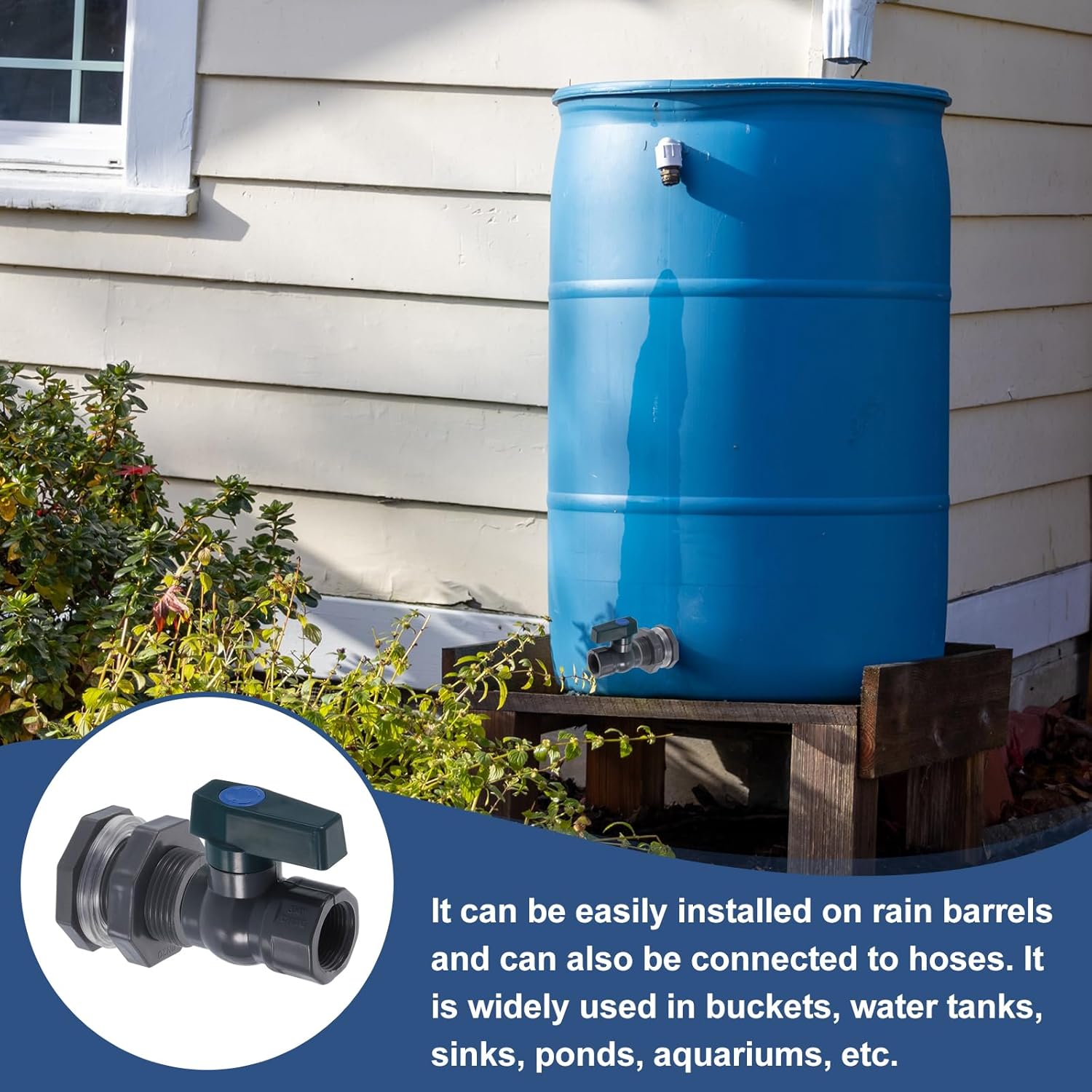 uxcell 1 Set Rain Barrel Faucet Kit, Plastic Rain Barrel Spigot with 3/4" GHT Bulkhead Fitting, Garden Hose Adapter and Hole Opener for Water Tank Aquarium, Grey