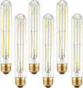 Arberlic 7.3 Inch T10 LED Bulb,6W E26 LED Bulb dimmable Equivalent E26 Bulb 60 watt,Neutral White 4000K,600lm,CRI85+,AC120V,Clear Glass Long Tubular Light Bulb,Flicker-Free,Pack of 6