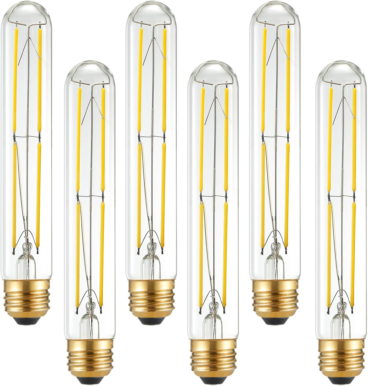 Arberlic 7.3 Inch T10 LED Bulb,6W E26 LED Bulb dimmable Equivalent E26 Bulb 60 watt,Neutral White 4000K,600lm,CRI85+,AC120V,Clear Glass Long Tubular Light Bulb,Flicker-Free,Pack of 6