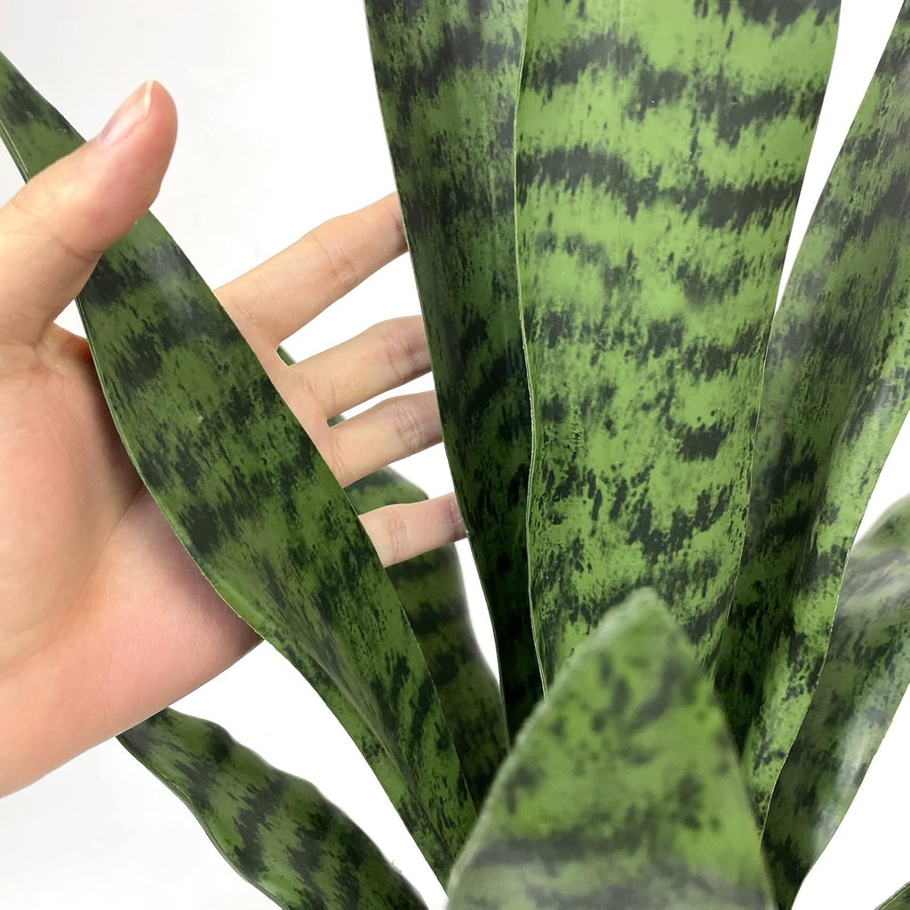 Beebel Artificial Plants Sansevieria Snake Plant with Black Plastic Planter Greenery Perfect Faux Agave Fake Plants in Pot for Home Office Indoor and Outdoo Décor (22" Green)