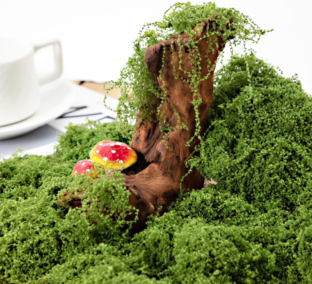Fake Green Moss for Potted Plants, Artificial Moss, Preserved Moss for DIY Decorating Craft Art Potted Wedding Accessories Fairy Garden Accessories, 1.76oz