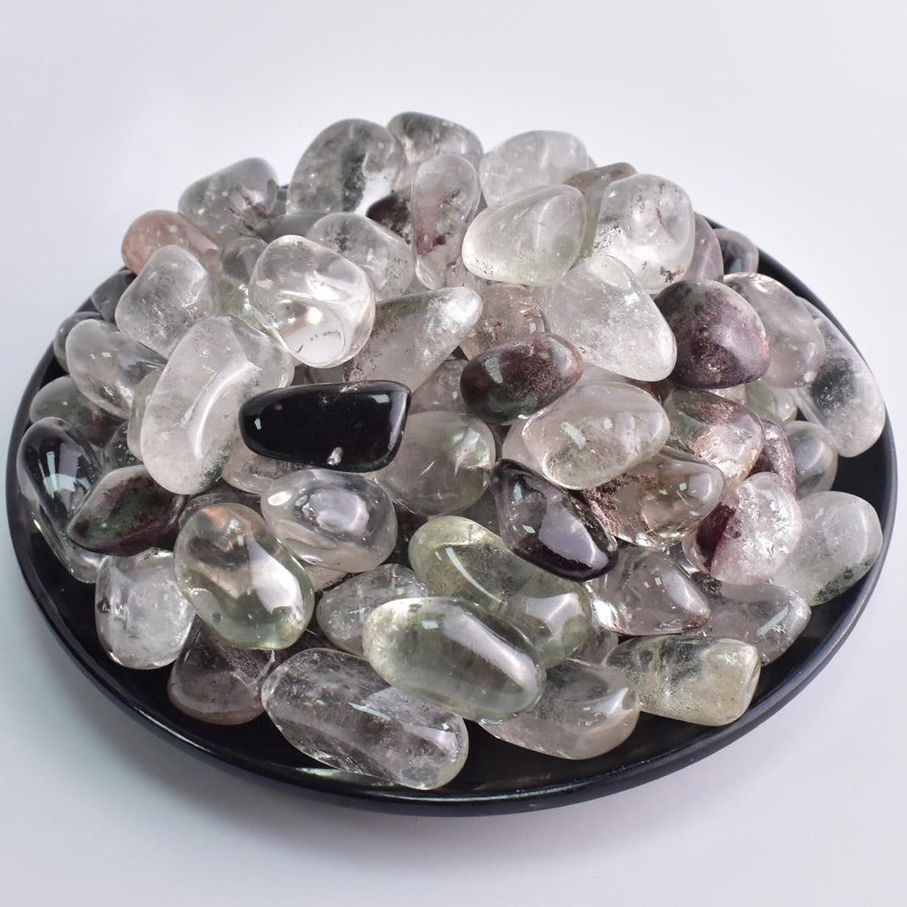 Polished Green Phantom Crystals - 72 Pcs, 0.5" 10 oz Handpicked Natural Tumbled Gemstones Rocks, Pebbles for Reiki, Chakra, Healing Home Decor