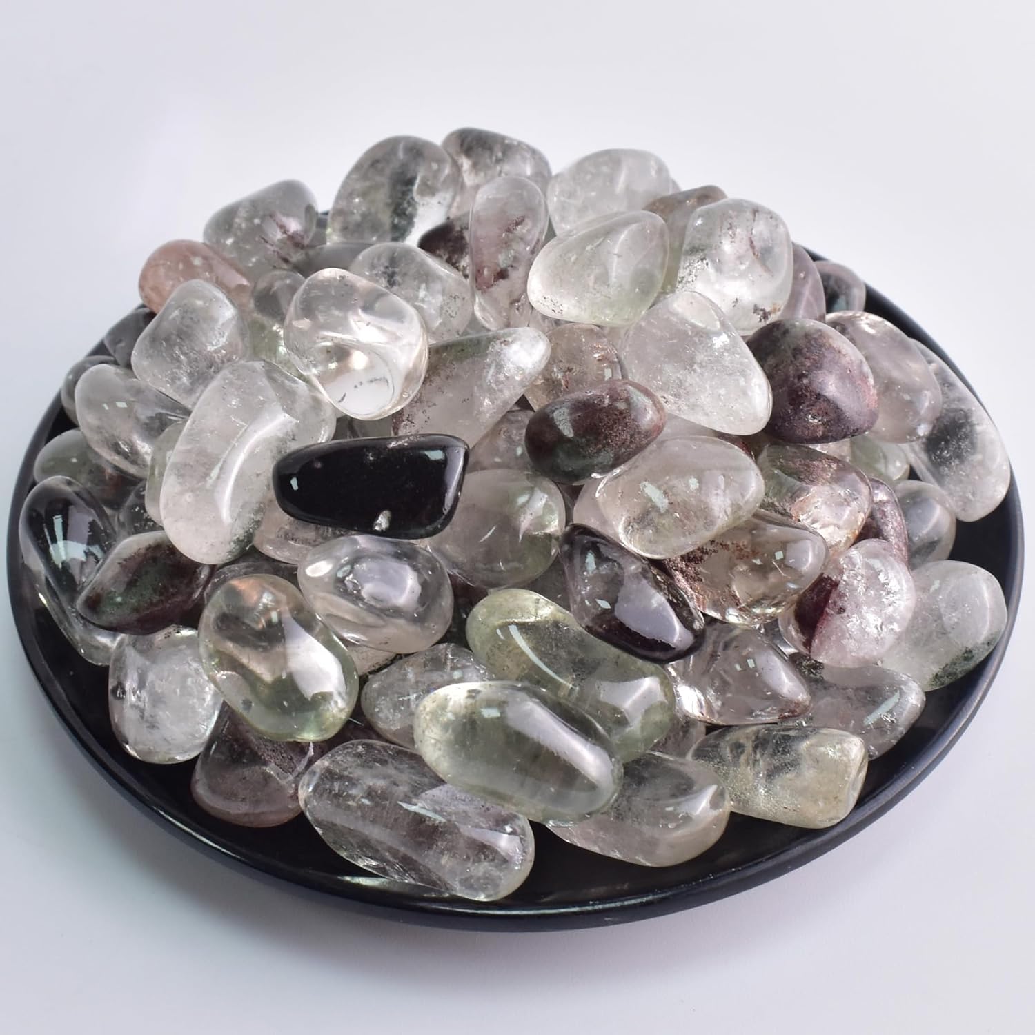 Polished Green Phantom Crystals - 72 Pcs, 0.5" 10 oz Handpicked Natural Tumbled Gemstones Rocks, Pebbles for Reiki, Chakra, Healing Home Decor
