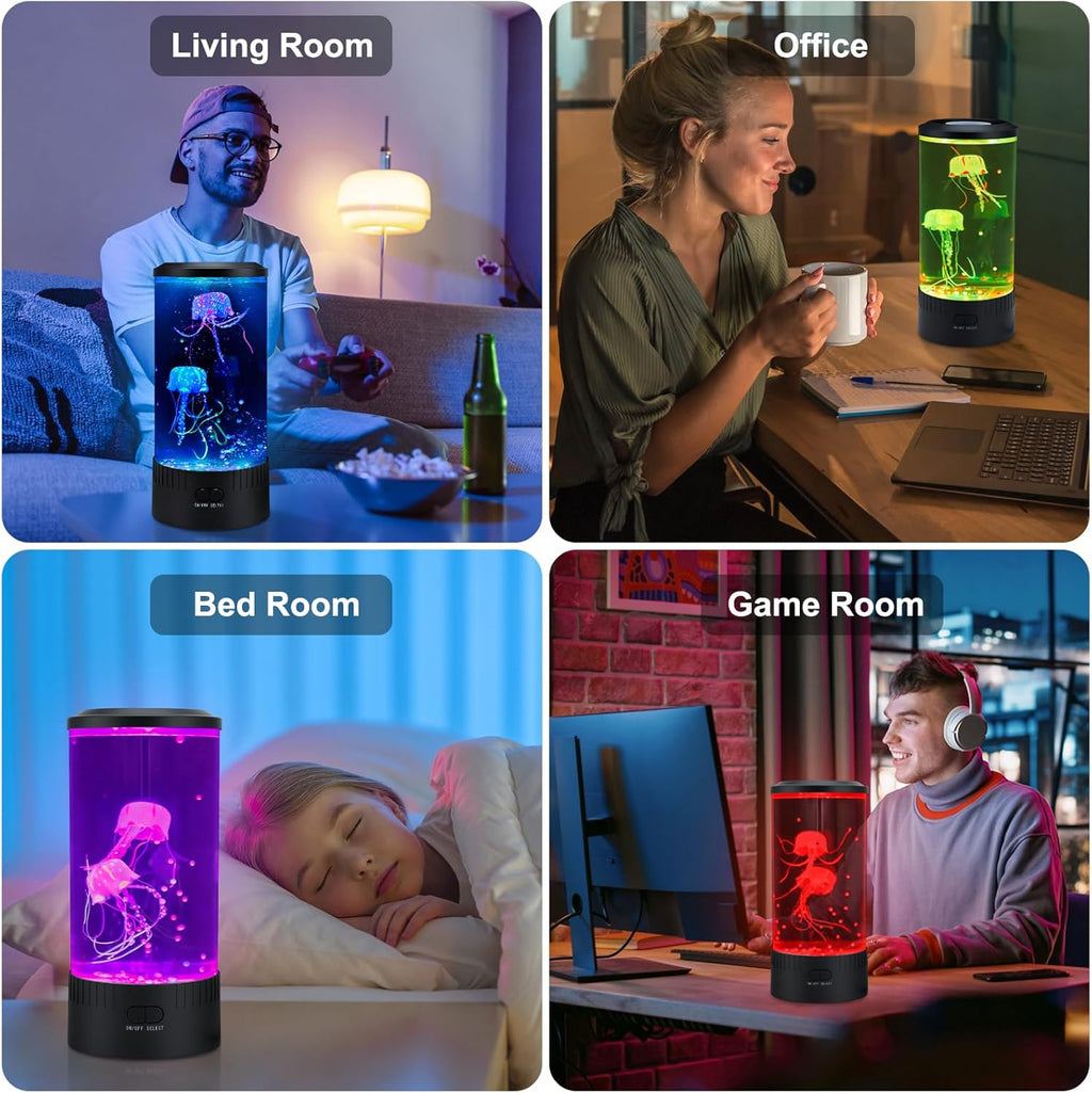 Jellyfish Lamp LED Mood Night Light with 7 Color Changing, Remote Control Large Jellyfish Aquarium Tank Night Light to Decorate Home Office, Gifts for Kids Teens Adults, 5.12" Dia x 11.42" H