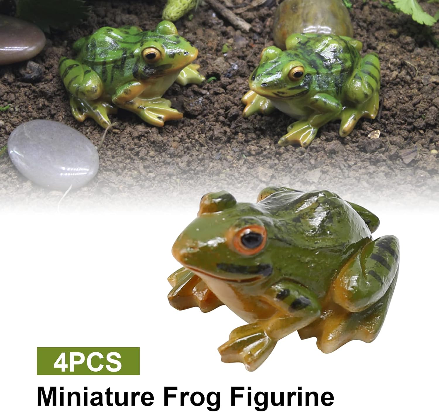 4 Pcs Garden Frog Figurine, Miniature Frog Figurines, Small Resin Realistic Frogs Statue for Fairy Garden Fish Tank Terrarium Decor